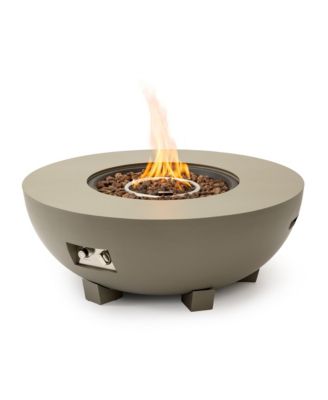 36 Inch Grey Round Iron Fire Pit Table,Adjustable Flame Multi Functional Tabl