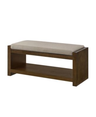 40" Linen Bench with Shoe Rack & Removable Cushion