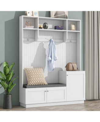 Hall Tree with Bench Cushion Coat Rack