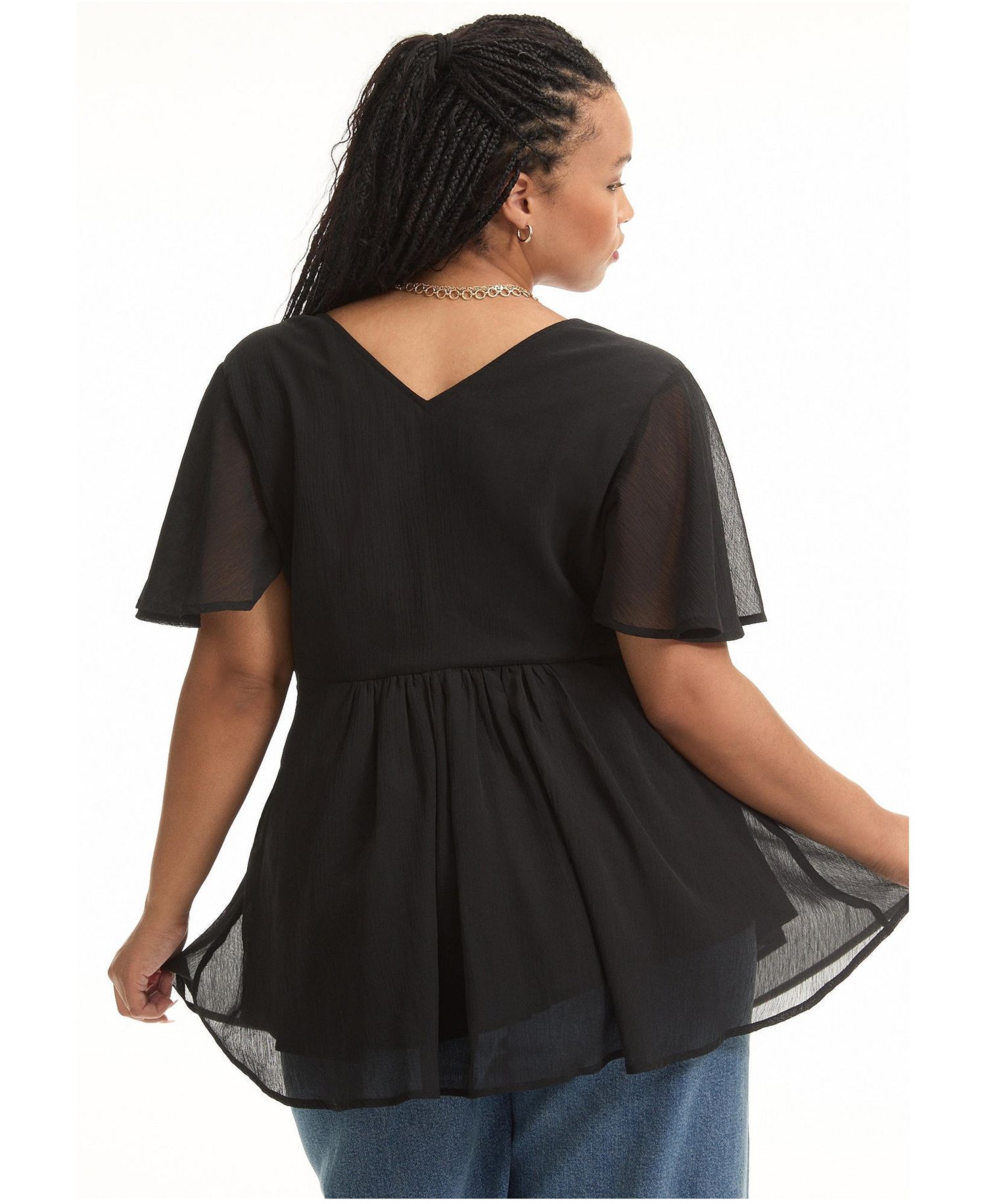 Women's Faux Wrap Fit-And-Flare Top