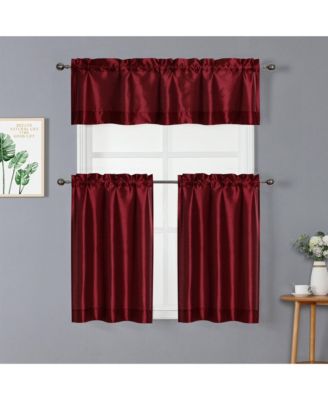 Parisian Living Complete 3 Piece Lightweight Sheer Cafe Kitchen Curtain Tier & Valance Set