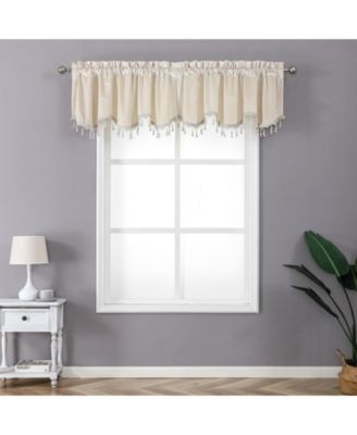Royal Living 2 Pack Beaded Tassel Trimmed Rod Pocket Velvet Window Valances