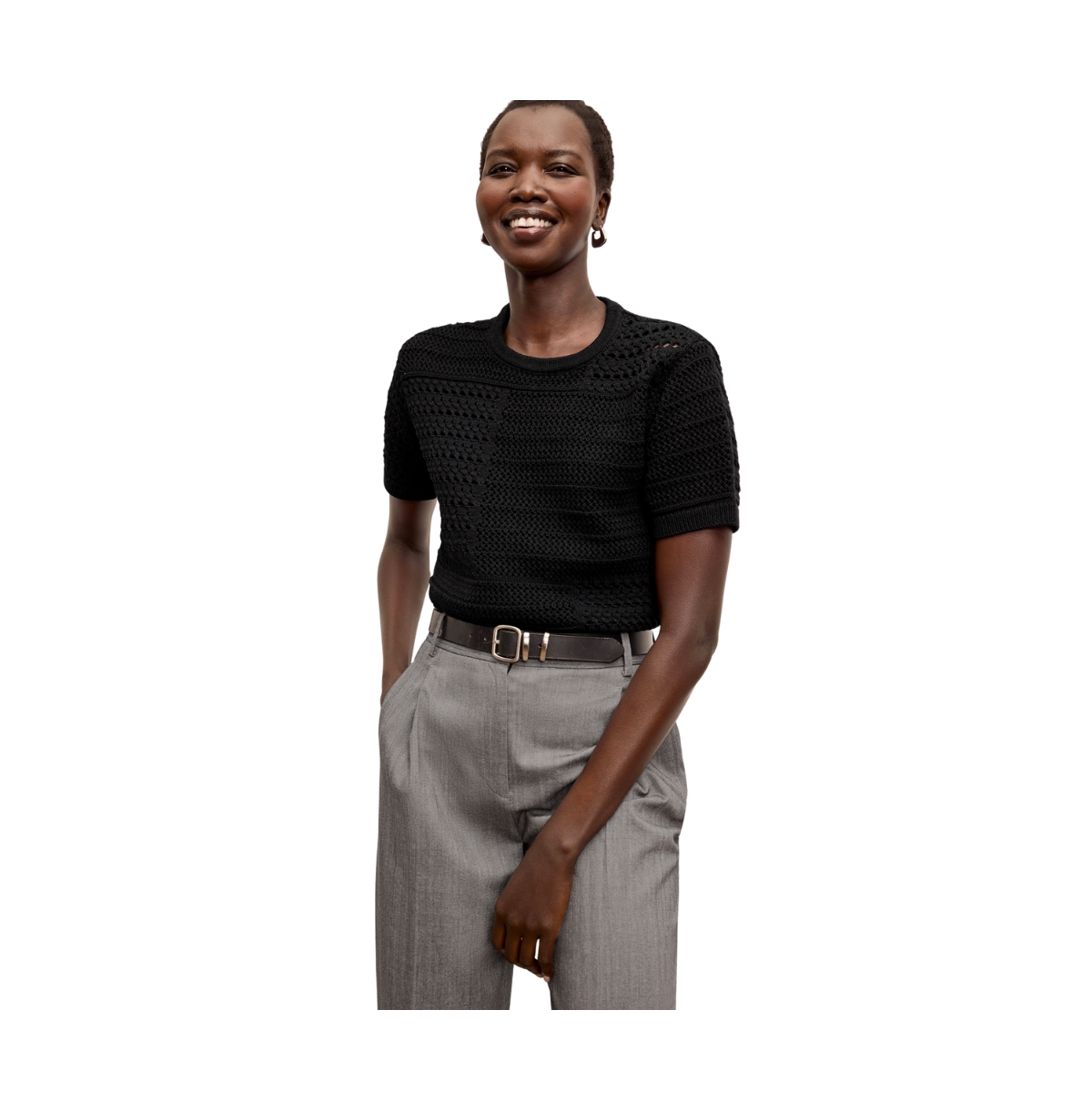 Women's Sina Top - Crochet Knit - Black