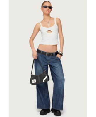 Women's Cory Striped Low Rise Baggy Jeans