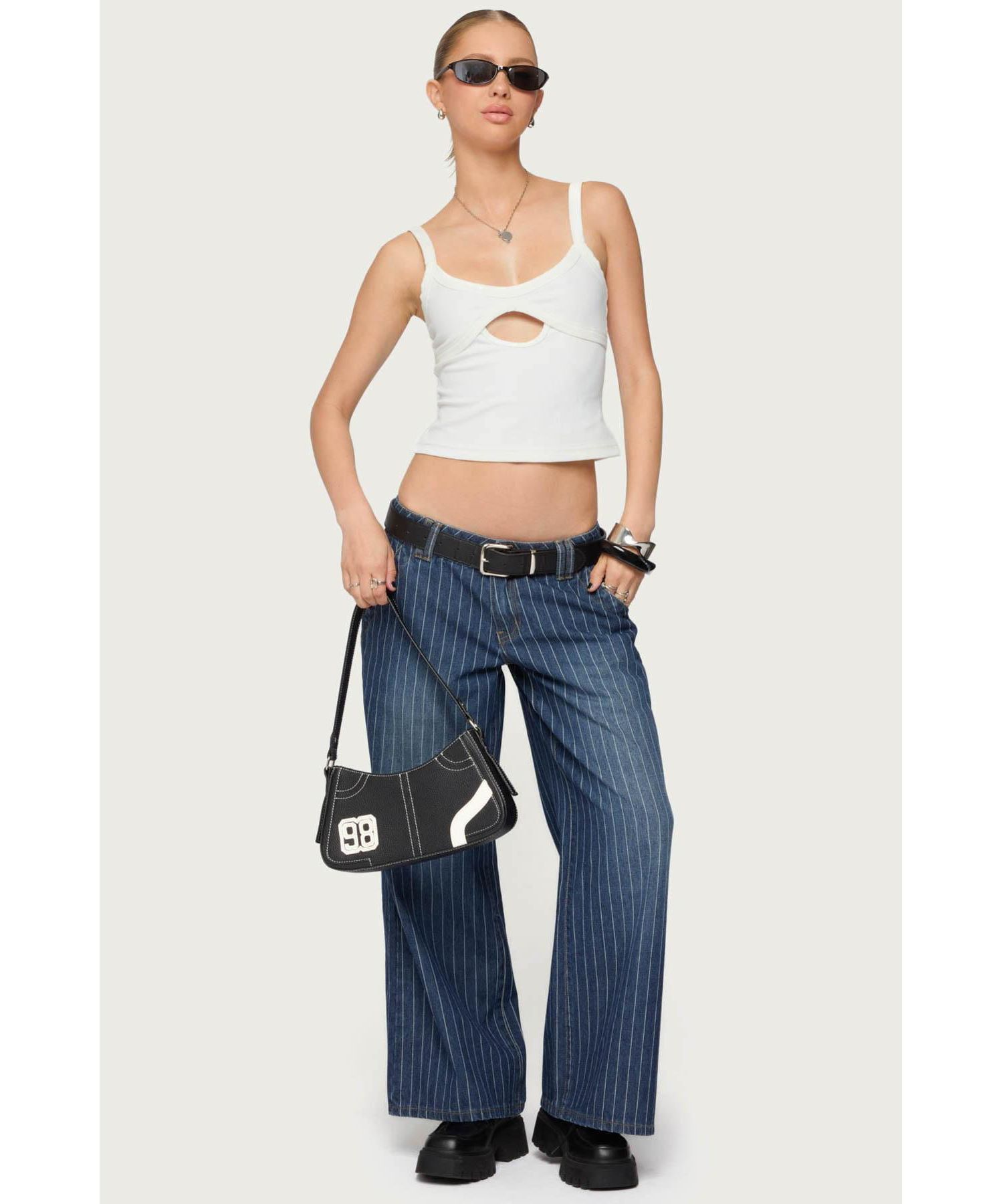 Women's Cory Striped Low Rise Baggy Jeans