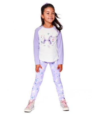 Girl Stretch Jersey Leggings Lilac Unicorn Print - Toddler|Child