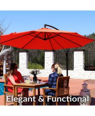 10' Outdoor Steel Offset Cantilever Pool Patio Umbrella with Square Base Set