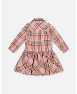 Girl Shirt Plaid Dress with Frill Pink, Yellow and Gray - Toddler|Child