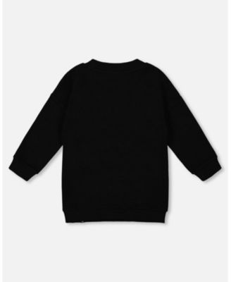 Girl Fleece Jacquard Tunic Black with Heart Applique - Toddler|Child