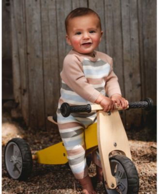 Baby Boy Knitted Romper Blue and Green Stripes - Baby