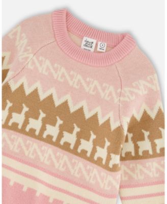 Toddler Girls Llama Jacquard Sweater Dusty Pink - Toddler|Child