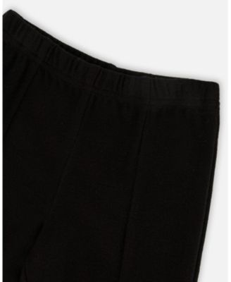 Girl Ribbed Leggings Bootleg with Slit Black - Child
