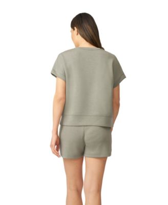 Women's V-Neck Top & High Waisted Short Matching Set