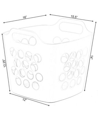 Flexible Plastic Carry Laundry Basket Holder Square Storage Hamper with Side Handles, Purple Set of 3