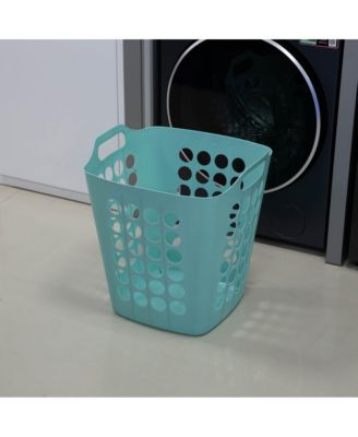 Flexible Plastic Carry Laundry Basket Holder Square Storage Hamper with Side Handles