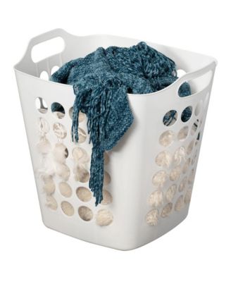 Flexible Plastic Carry Laundry Basket Holder Square Storage Hamper with Side Handles