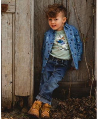 Boy Stretch Jeans Dark Blue with Rolled Cuffs - Child