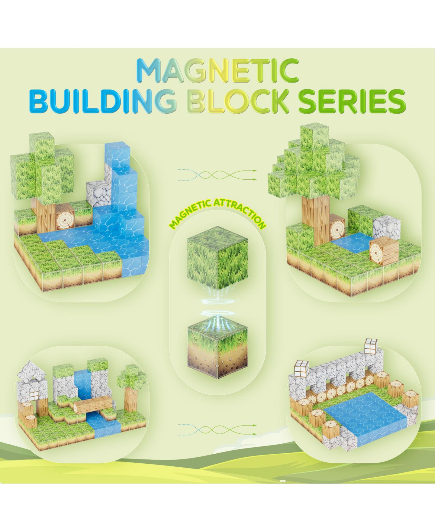 Детский конструктор Contixo Dinosaurs Magnetic Blocks Building Cubes ST14 145-Piece Building Set, Ages 3–12 — фото 7