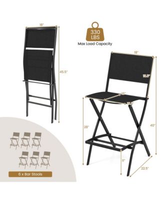 Outdoor Bar Chair Folding Bar Height Stool with Metal Frame