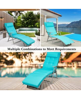 2PCS Outdoor Folding Chaise Lounge Chair w/Cushion
