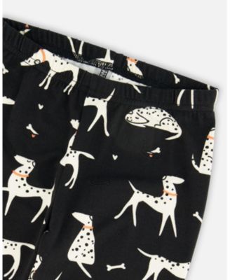 Toddler Girls Printed Jersey Leggings Black with Dalmatians - Toddler|Child