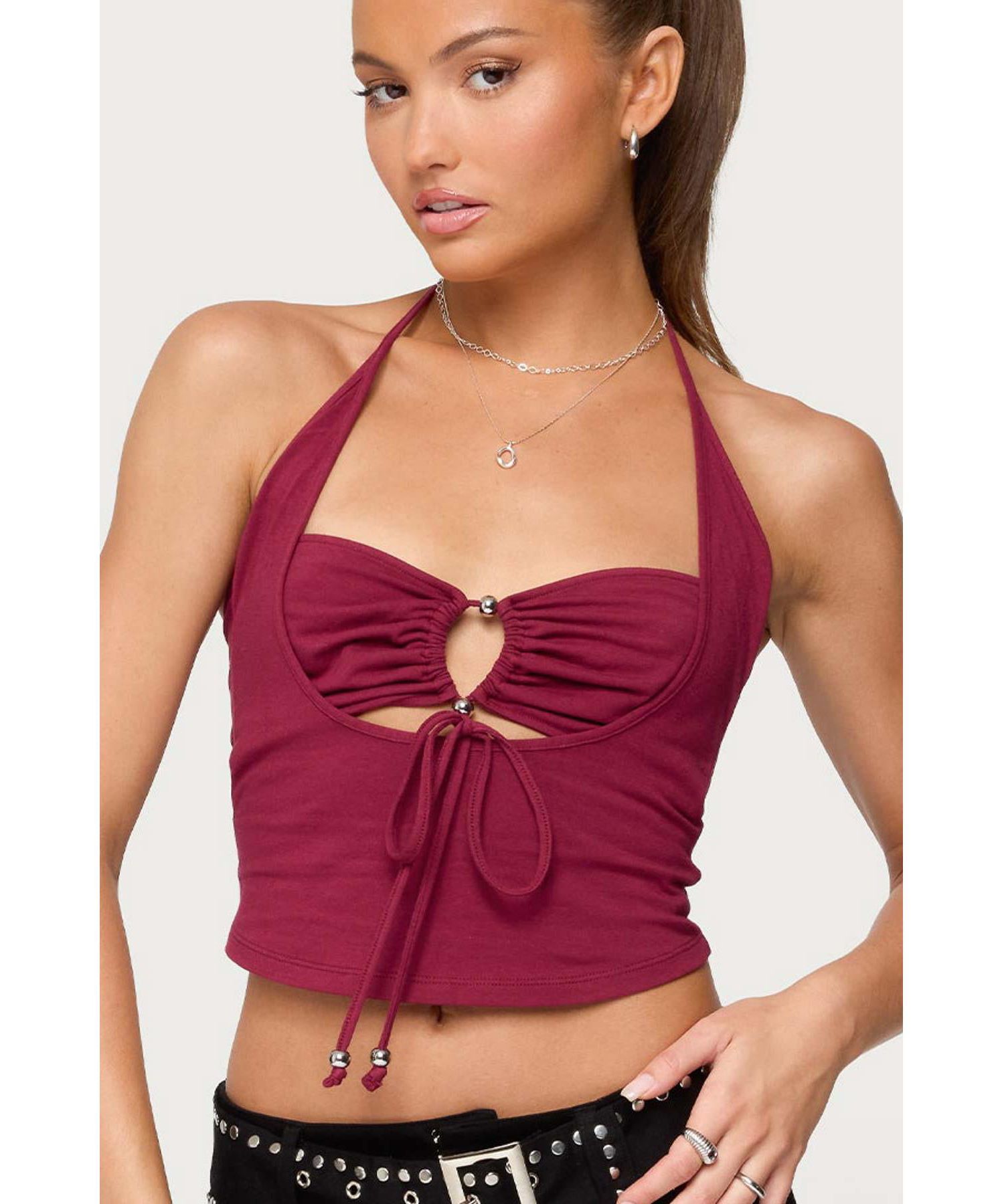 Womens Ayana Layered Bandeau Halter Top