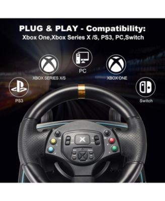 Xbox One Racing Wheel with Hall Effect Pedals, 900&deg;/1080&deg; Rotation, Dual-Motor Feedback, Compatible with Xbox, Switch, PC