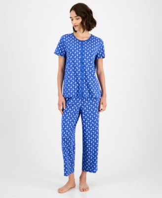Charter Club - Women's 2-Pc. Cotton Striped Cropped Pajamas Set