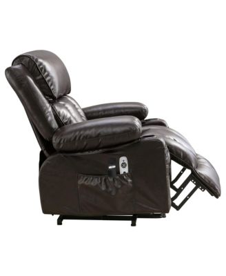 Power Electric massage lift lounge chair, suitable for the elderly, with heating and vibration functions,Fleece leather with USB, can be used for lying down. BROWN