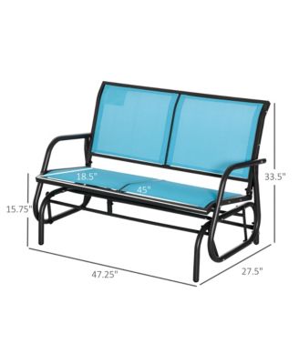 2-Person Outdoor Glider Bench, Patio Double Swing Rocking Chair Loveseat w/ Powder Coated Steel Frame for Backyard Garden Porch, Blue
