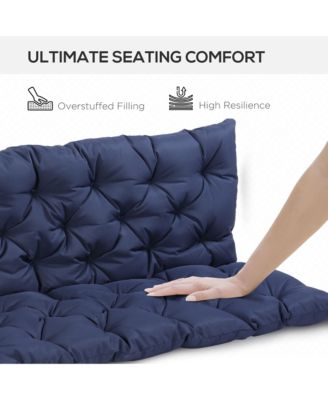 Tufted Bench Cushions for Outdoor Furniture, 3-Seater Replacement for Swing Chair, Patio Sofa/Couch, Overstuffed, Includes Backrest, Dark Blue