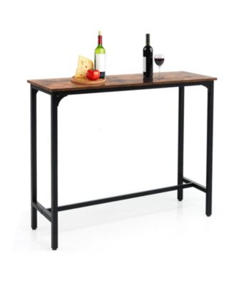 48 Inch Industrial Pub Dining Table with Steel Frame