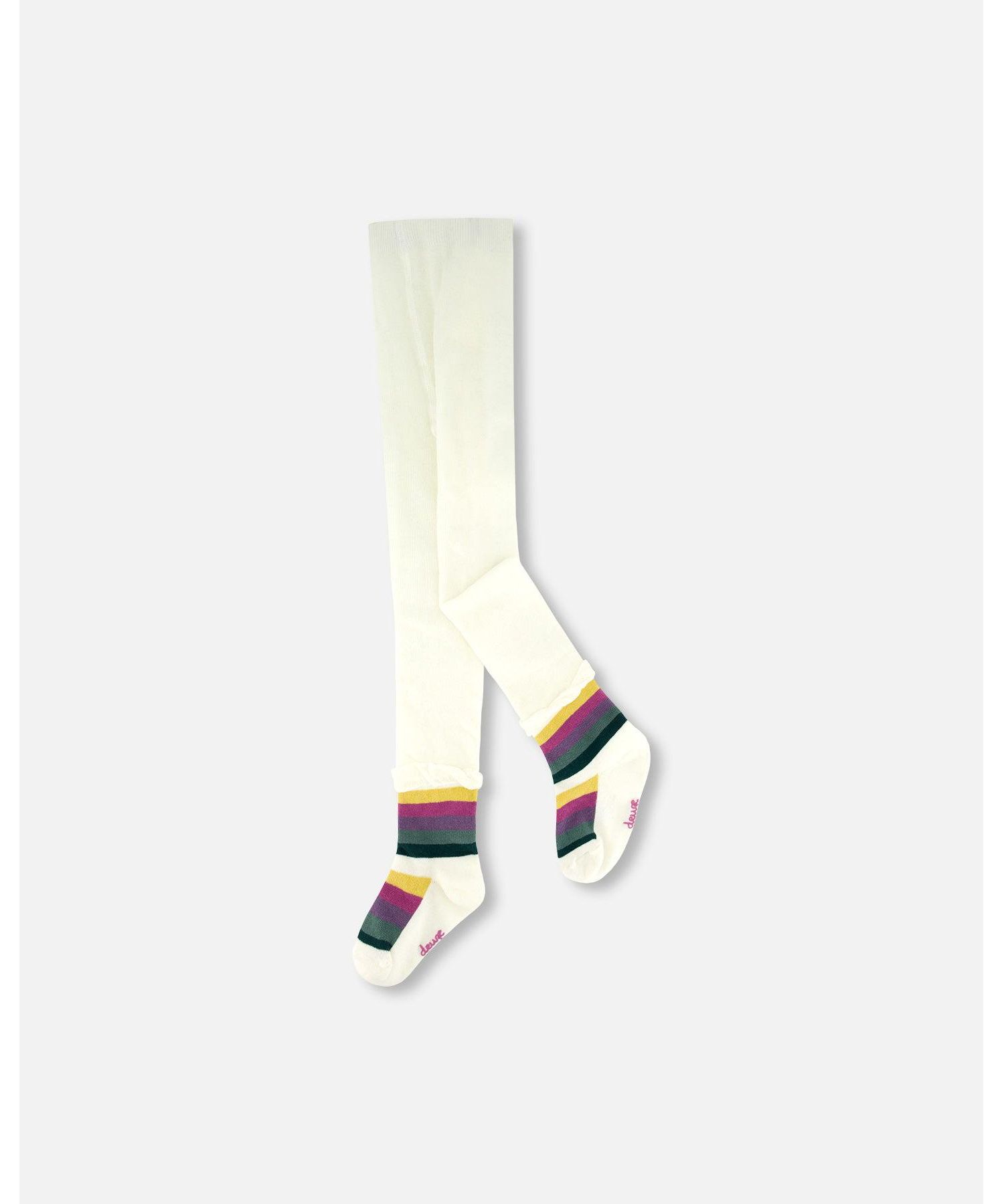 Baby Girls Striped Footed Knit Tights Off-White