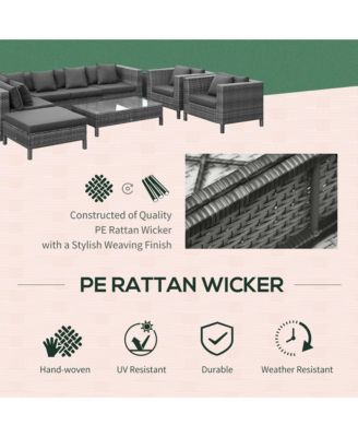 9 Piece Patio Furniture Set, PE Rat Sofa & Table,
