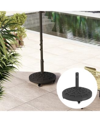 Round Patio Umbrella Base with Wheels, 46 lbs Resin Umbrella Sd
