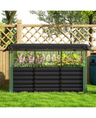 Galvanized Raised Garden Bed with Crop Cage & Shade Cloth,