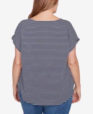 Plus Size Floral Stripe Jersey Top