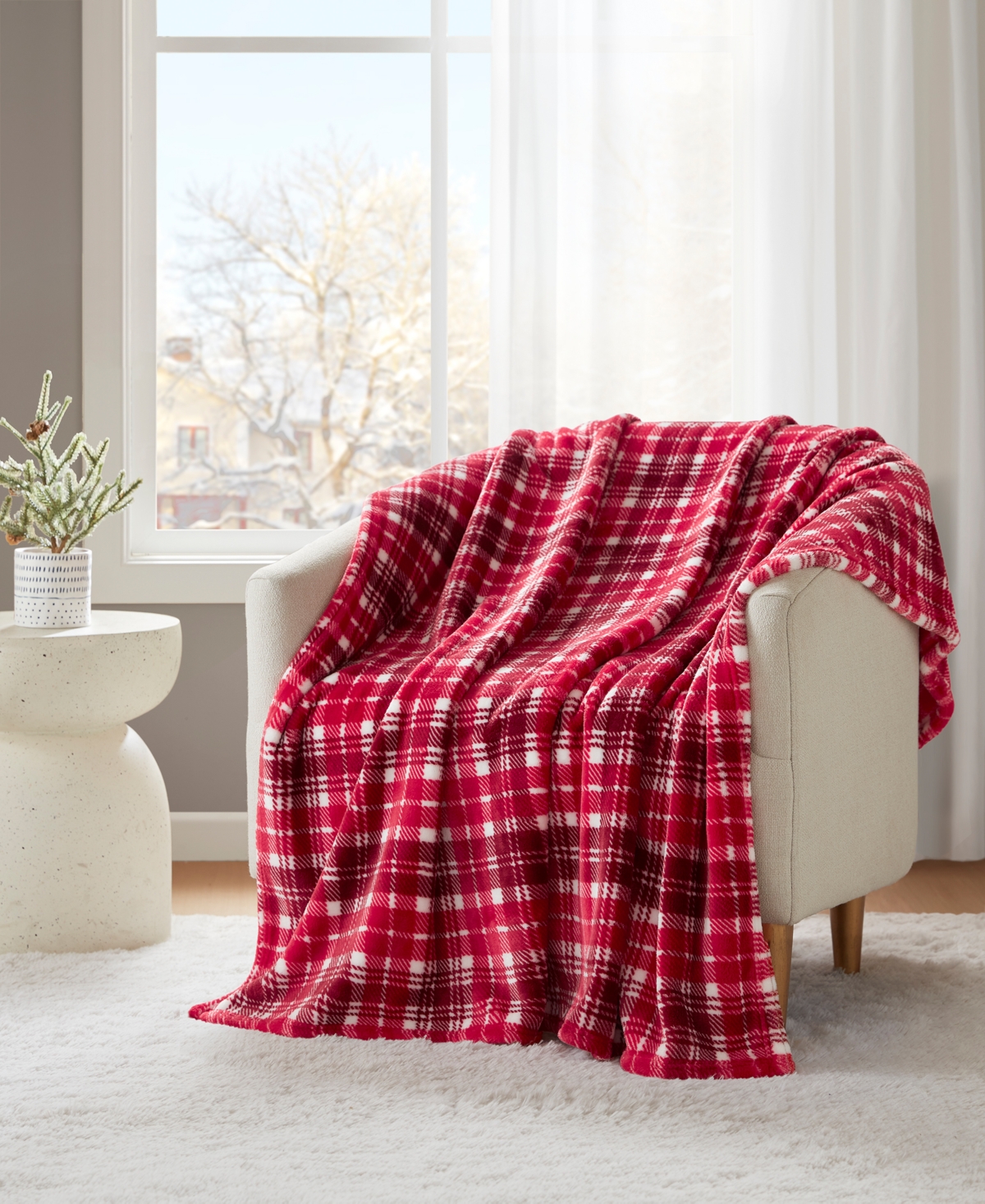 Premier Comfort Cozy Plush Printed Throw, 50" X 70", Exclusively At Macy's In Red