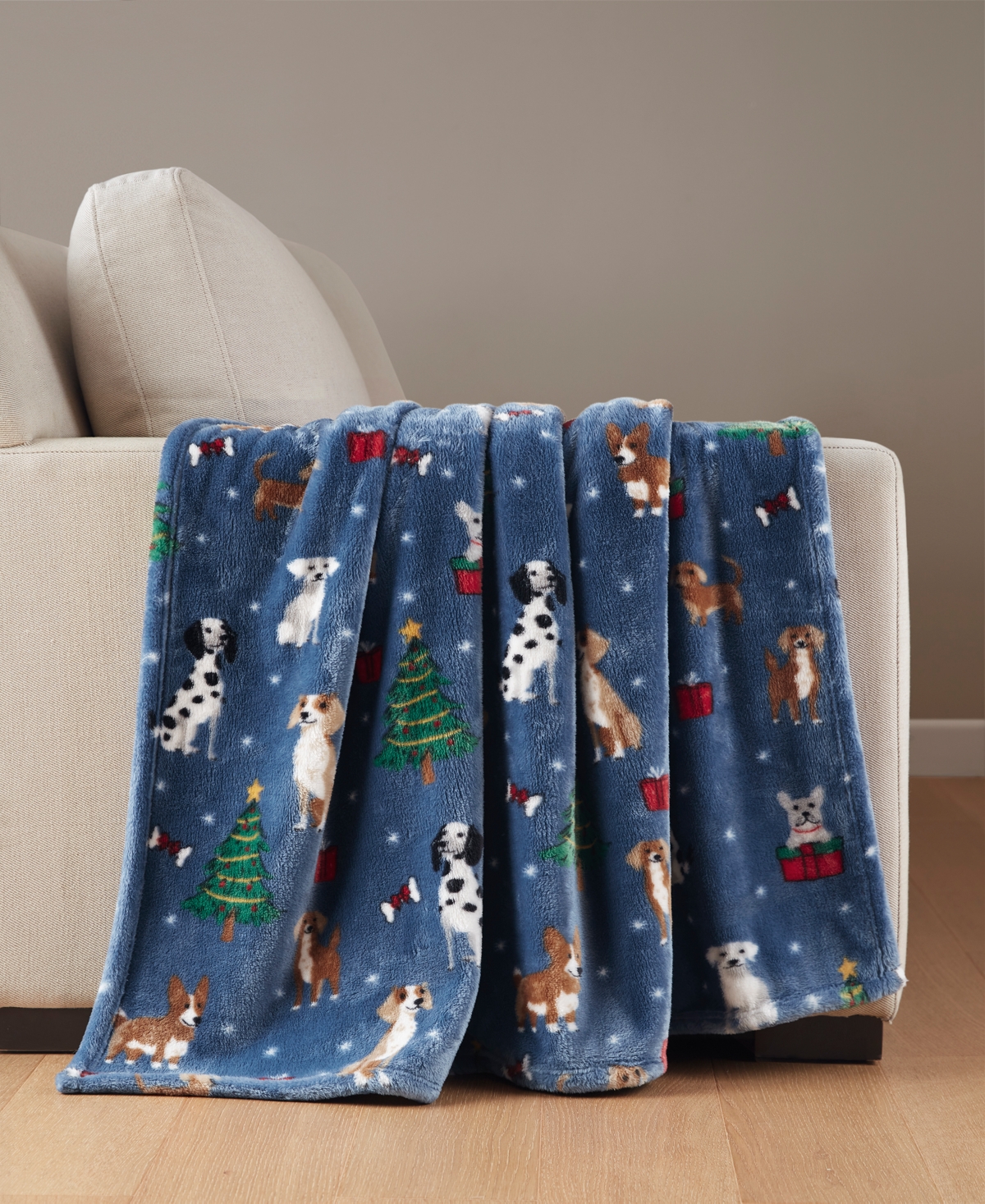 Premier Comfort Cozy Plush Printed Throw, 50" X 70", Exclusively At Macy's In Blue