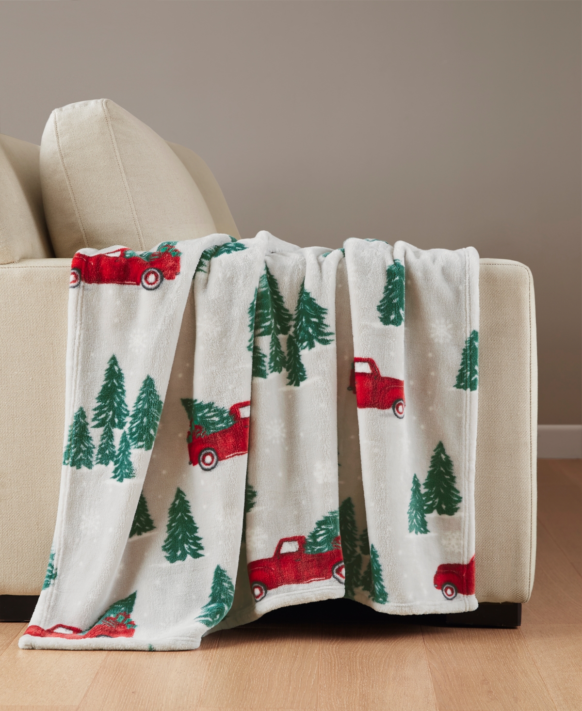 Premier Comfort Cozy Plush Printed Throw, 50" X 70", Exclusively At Macy's In Neutral