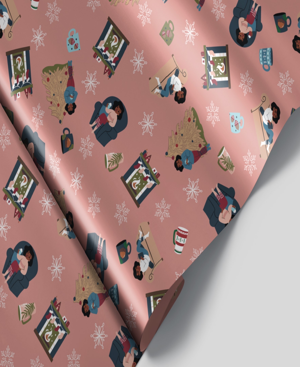 Black Paper Party Holly Me Time Gift Wrap In Pink