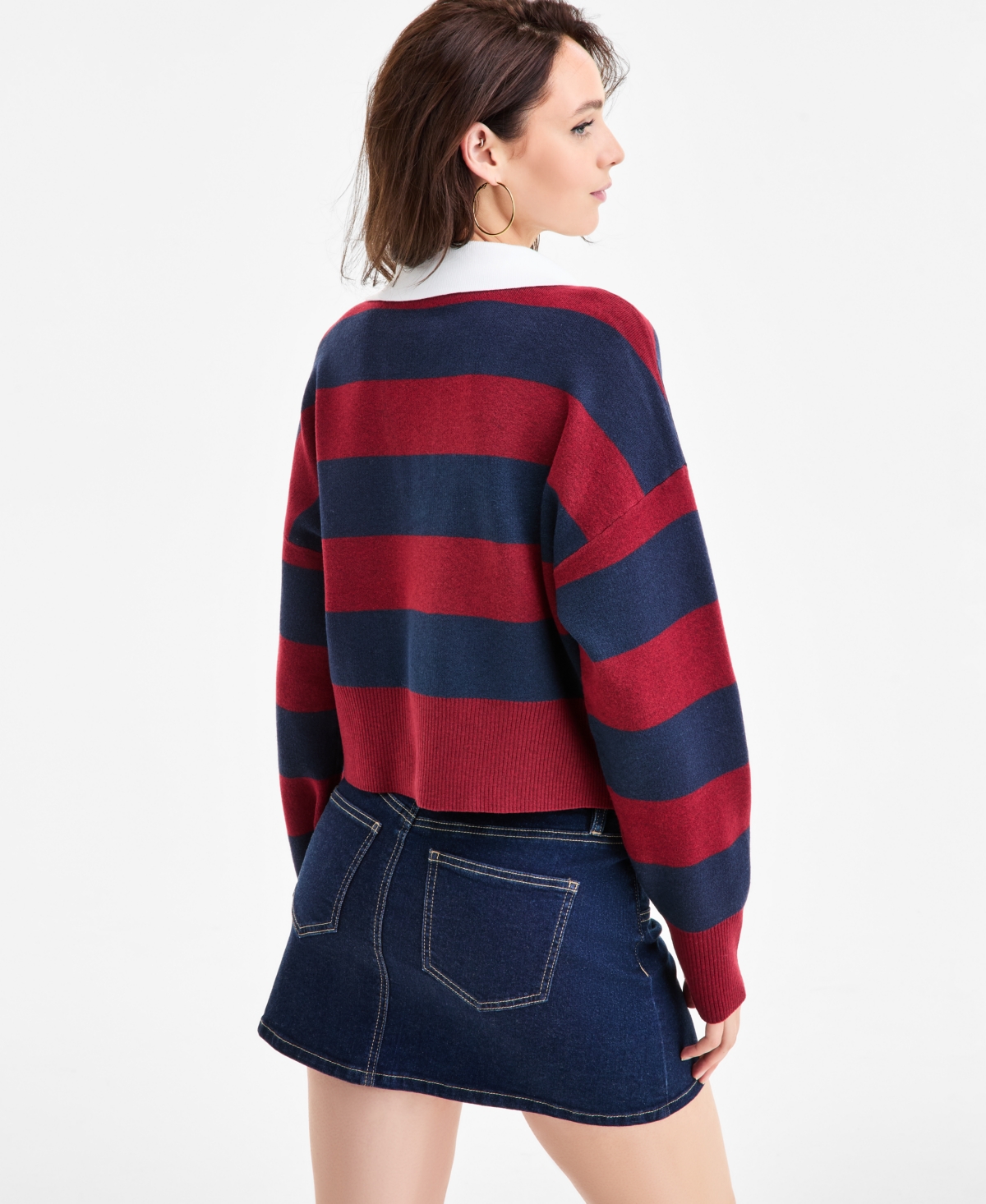 Bar Iii Women's Rugby-stripe Polo Sweater, Macy's Exclusive In Multi
