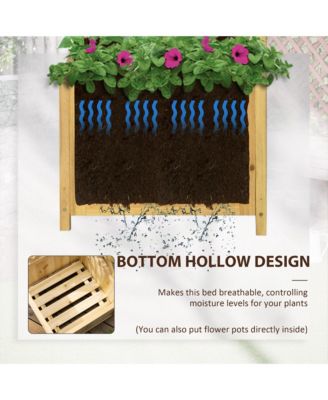 Raised Garden Bed, Wooden Planter with Trellis for Vine Climbing