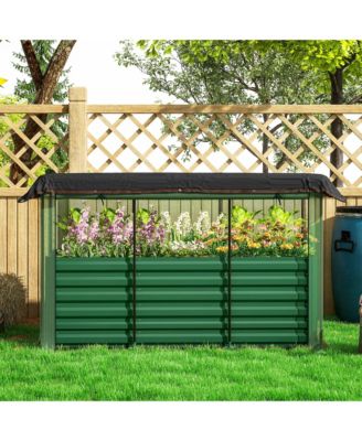 Galvanized Raised Garden Bed with Crop Cage & Shade Cloth,