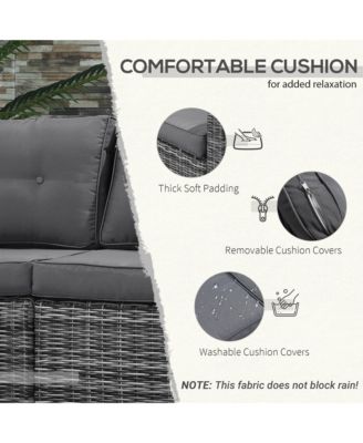 2-Piece Outdoor PE Rat Patio Corner Sofa Loveseat,