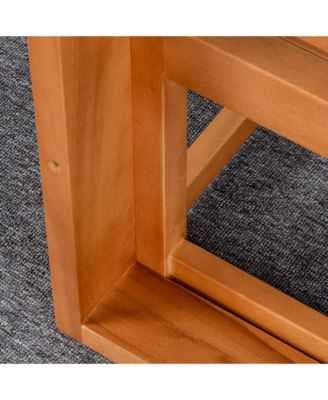 5pc Patio Furniture Set, Wood Sectional Sofa Cushions, Table,