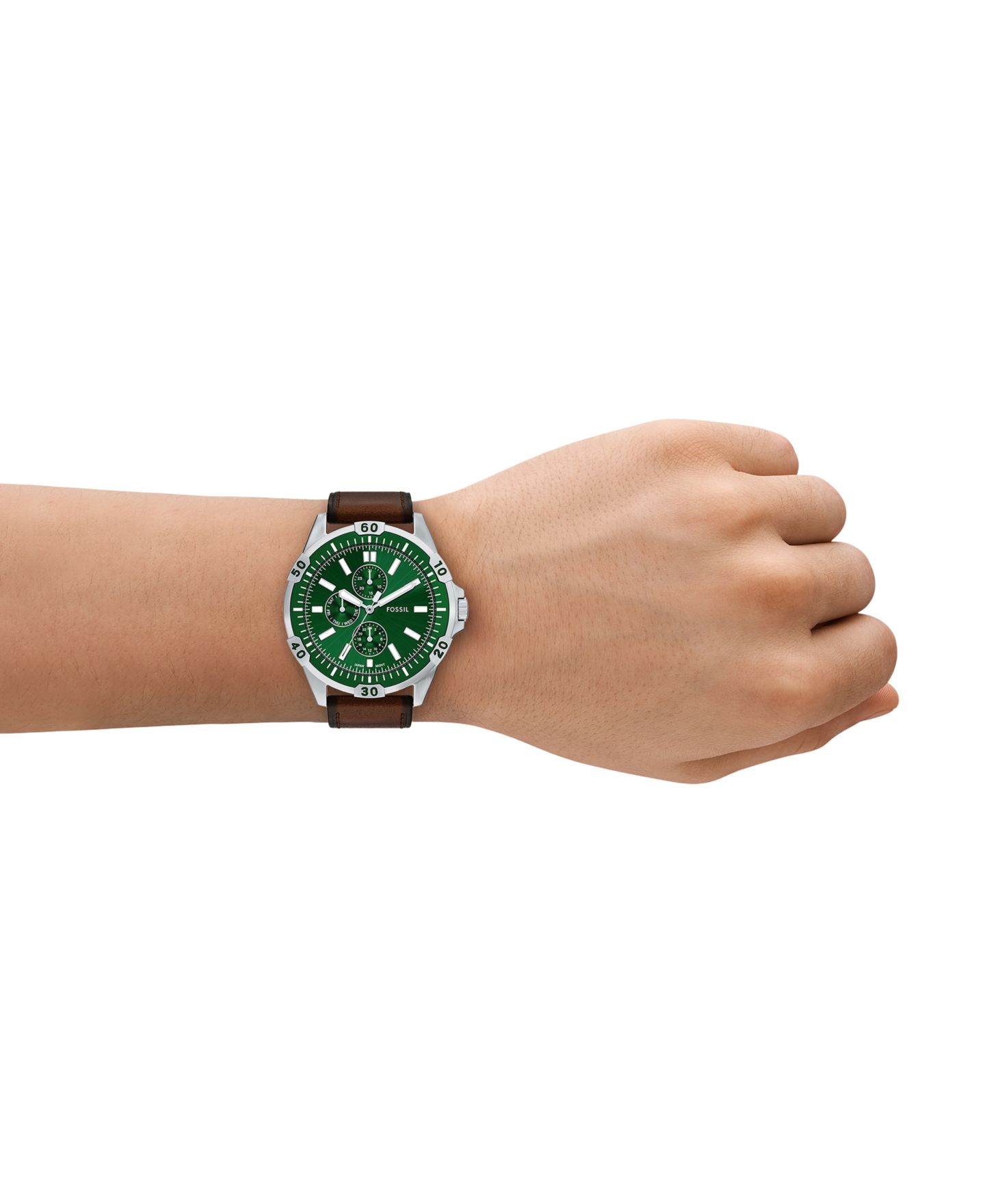 Мужские часы Fossil Garrett Multifunction Brown Leather Watch, 44mm — фото 8