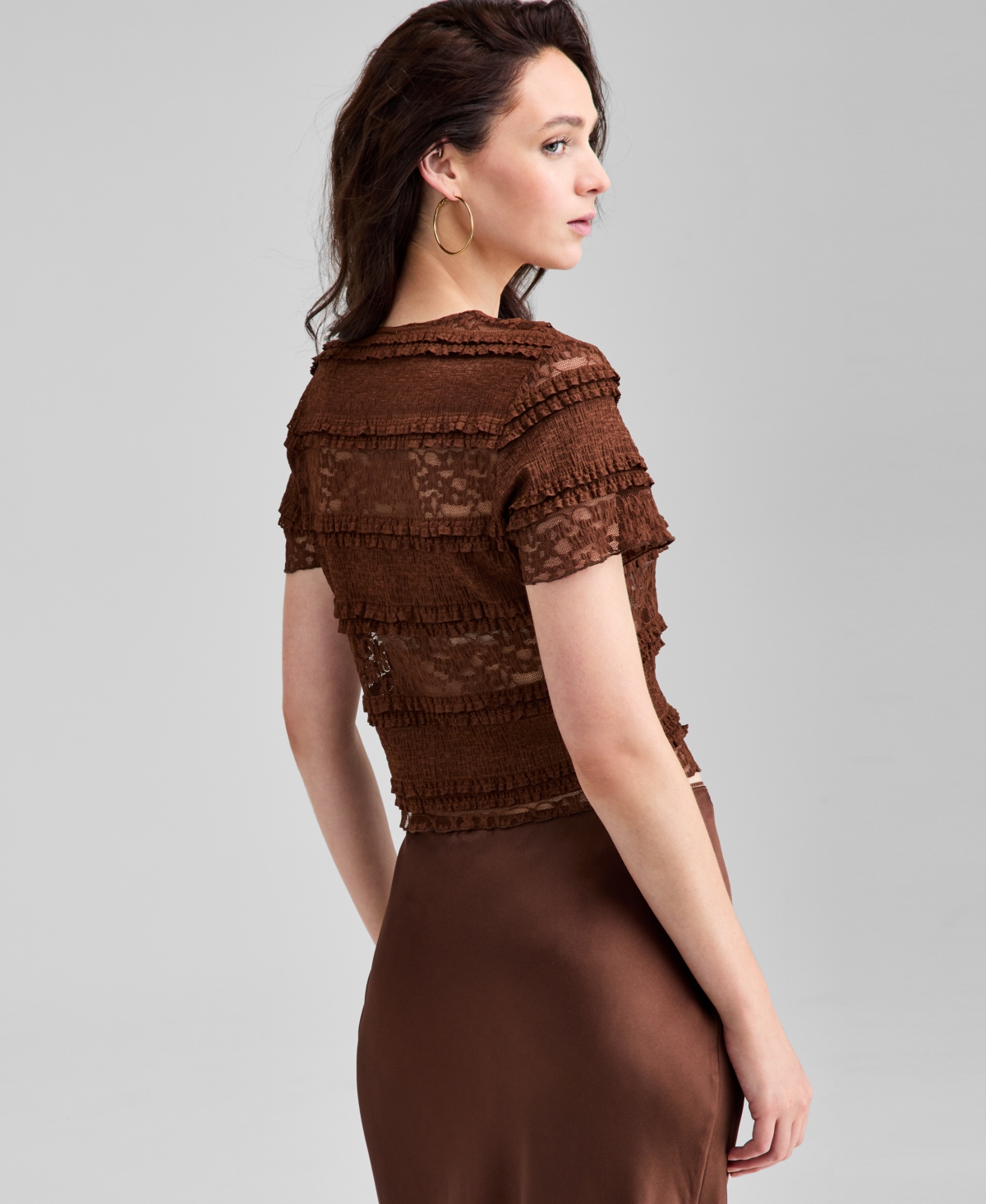 And Now This Women's Scoop-Neck Short-Sleeve Lace Top, Exclusively at Macy's