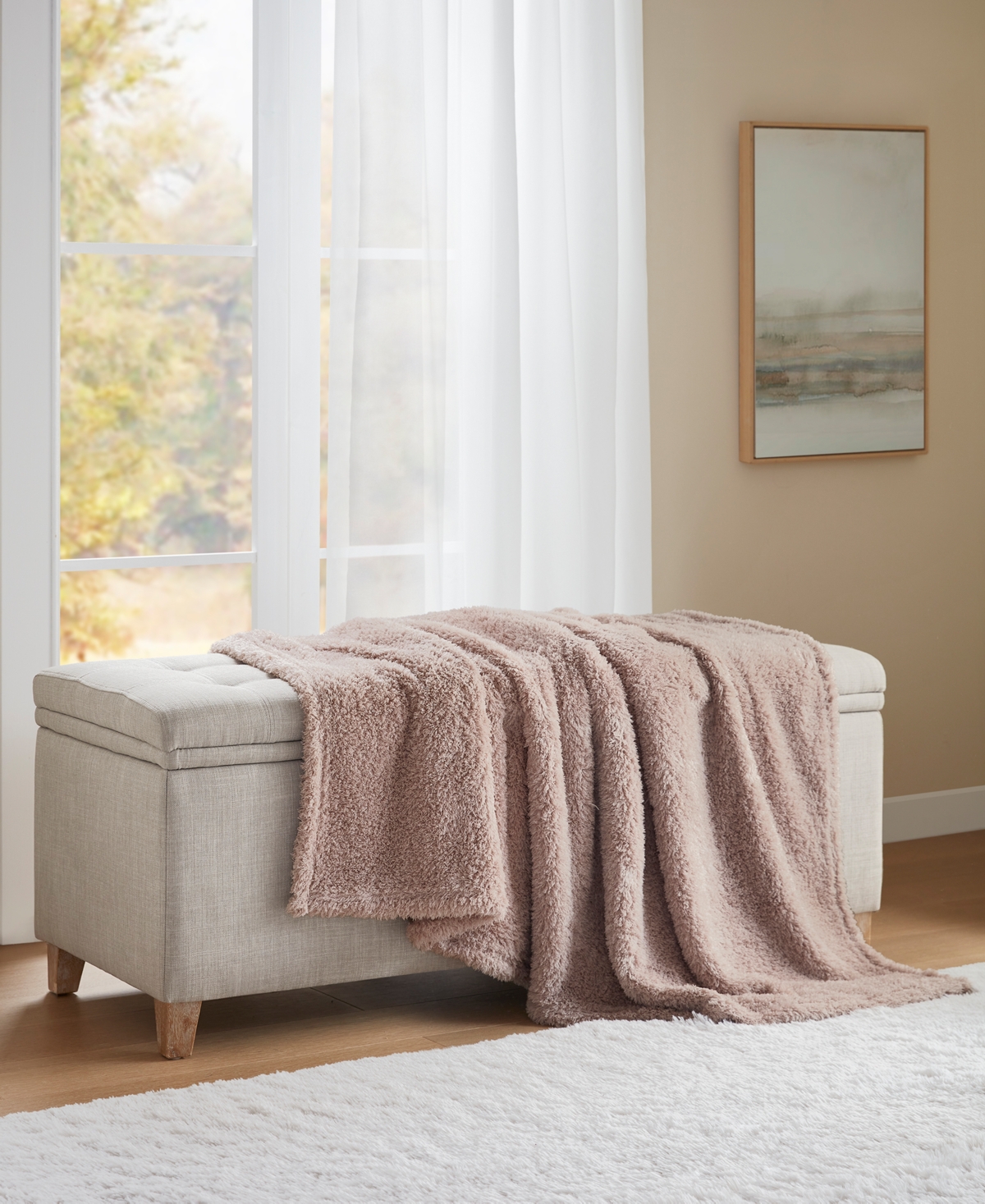 Premier Comfort Cozy Fluffy Throw Blanket, 50" X 60" In Brown