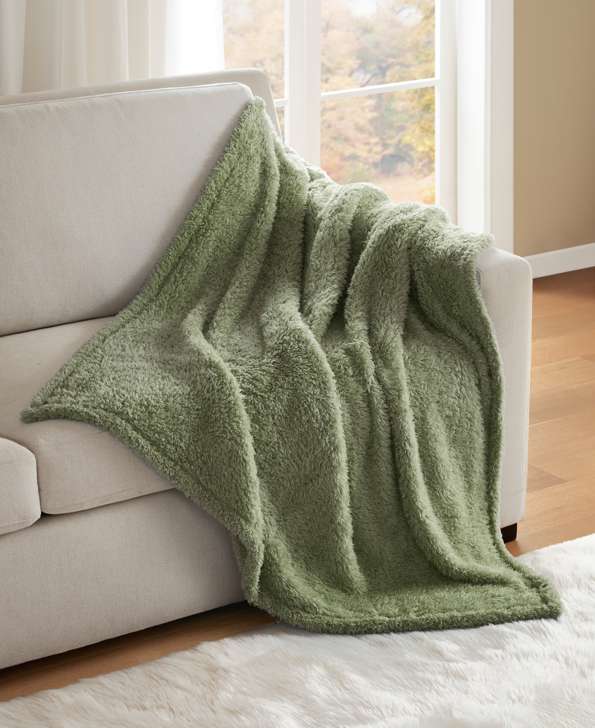 Premier Comfort Cozy Fluffy Throw Blanket, 50" X 60" In Green